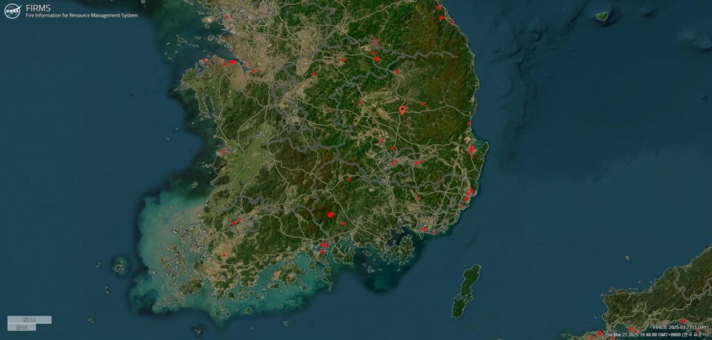3월 21일 산불 위성사진
