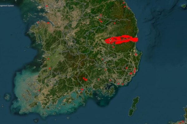 NASA 위성사진으로 본 의성 산불 범위 의성산불 NASA 위성사진