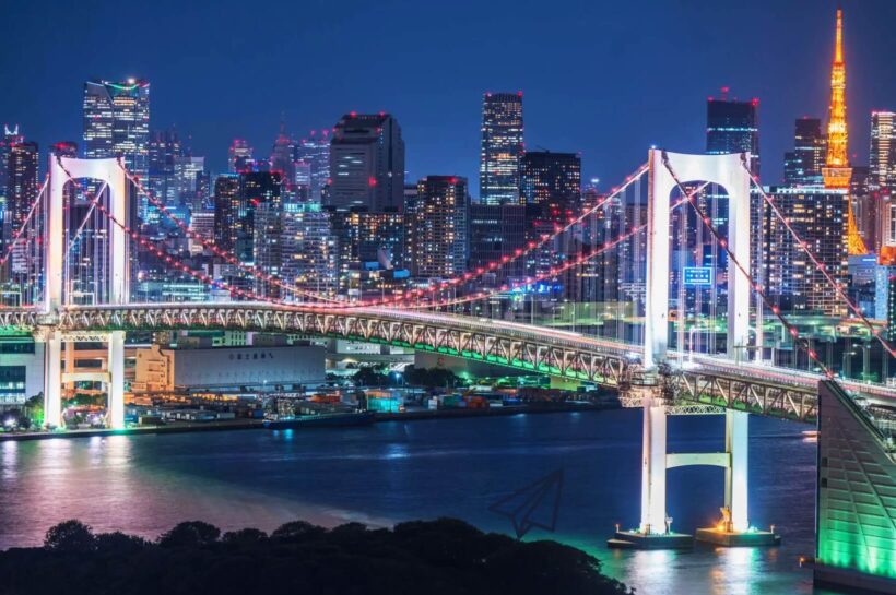 도교의 레인보우 브리지 야경모습