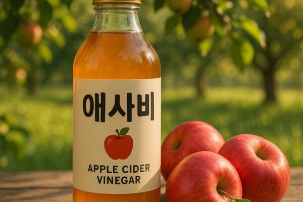 애사비 주스와 사과의 사진