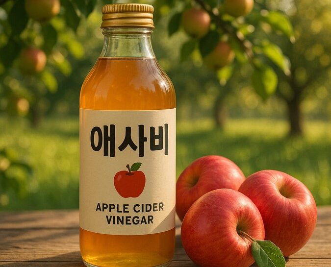 애사비 주스와 사과의 사진