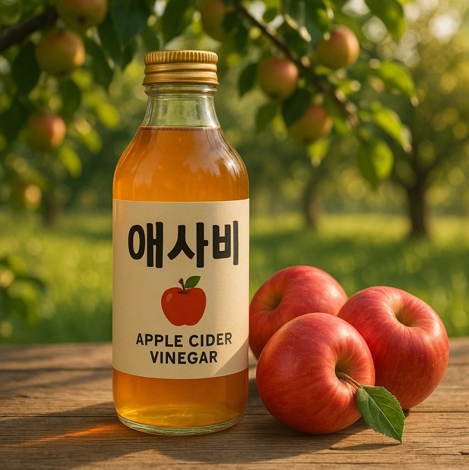 애사비 주스와 사과의 사진