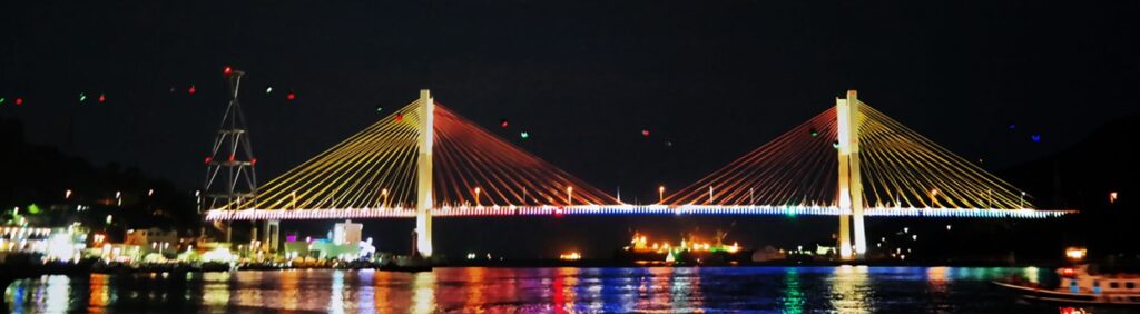 돌산대교의 야경의 모습