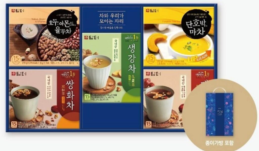 담터의 호두, 아몬드, 율무차, 단호박, 마차, 쌍화차 등 선물세틑