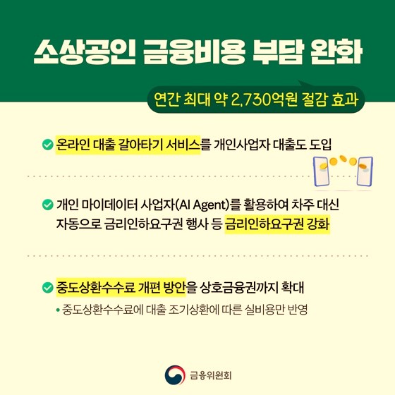 소상공인 금융비용 부담 완화 내용 정리