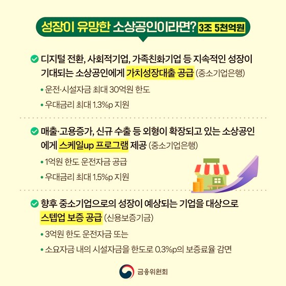 성장이 유망한 소상공인의 3조5천억원 혜택내용