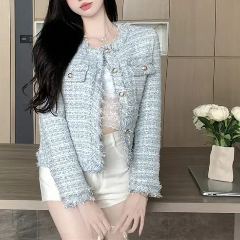 트위드자켓 추천 Best10-6. cammello 여성 파스텔 트위드 자켓 봄가을 부클 자켓