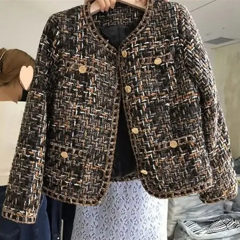 트위드자켓 추천 Best10-9. 프렌치 명원 빈티지 트위드 봄 여름 우븐 코트