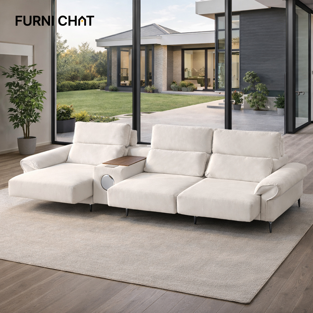 퍼니챗 몬스터 4인용 패브릭 리클라이너 소파