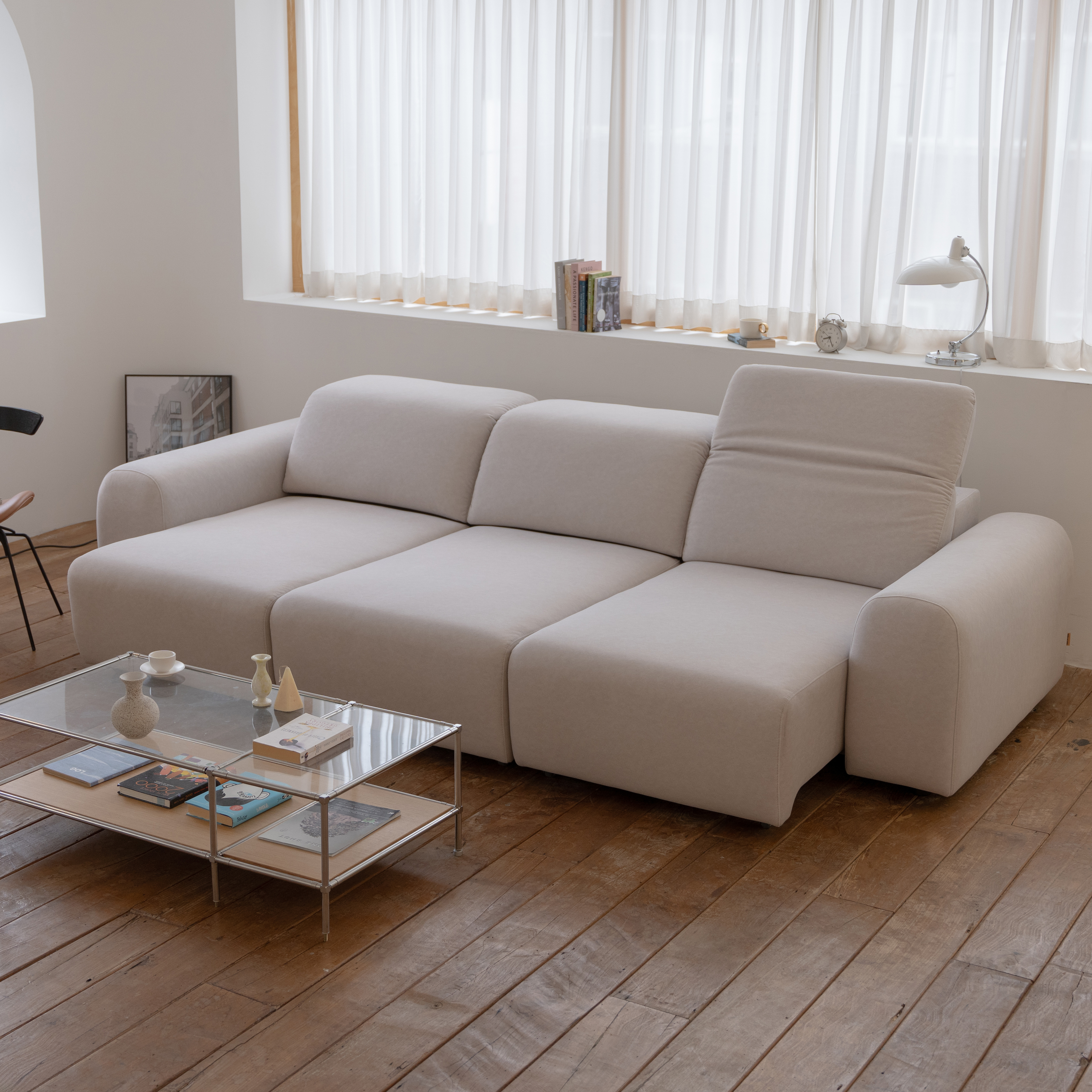 쏘랩 슬립 4인용 전동 리클라이너 이지클린 패브릭 소파