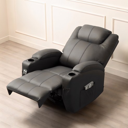 에보니아 이오 1인용 전동리클라이너 컵홀더형 에어레더 다크그레이