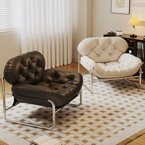 FONOW 방모가죽 1인용 리클라이너 라운지체어 철제프레임 감성 안락의자