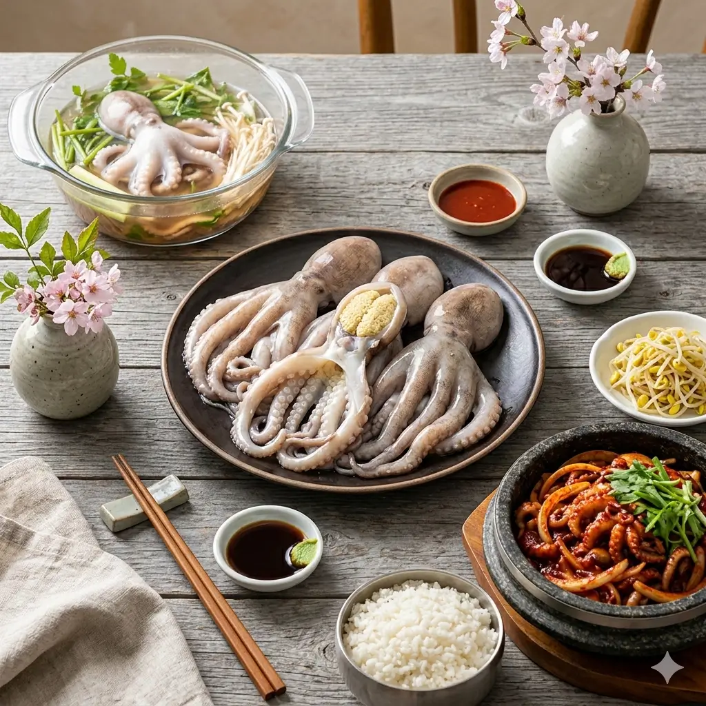 알쭈꾸미가 정성스럽게 차려진 밥상