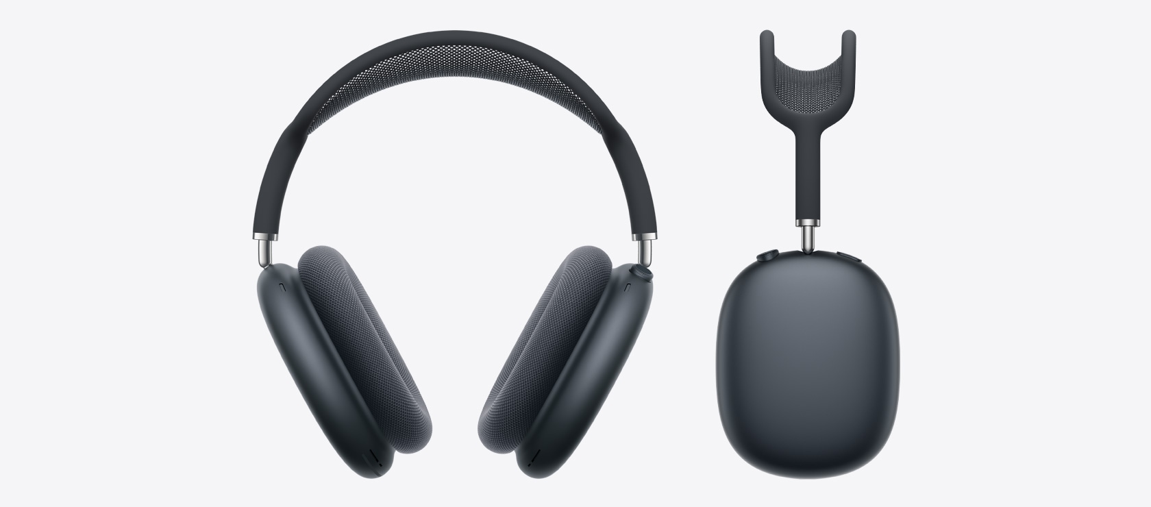 AirPods Max 2 미드나이트 정면 및 측면 디자인