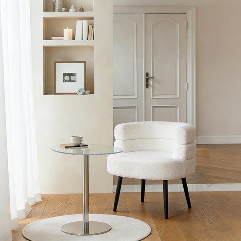 램스울 미니 1인용 소파 화장대의자 원룸 미니멀 안락의자 화이트