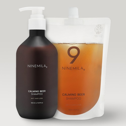 지성 두피 탈모샴푸 추천 나인밀라 카밍비어 맥주효모 자몽향 500ml