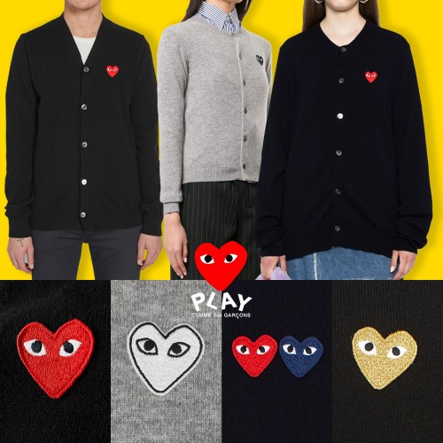 꼼데가르송 여성가디건 기본 와펜 레드 블랙 남녀공용