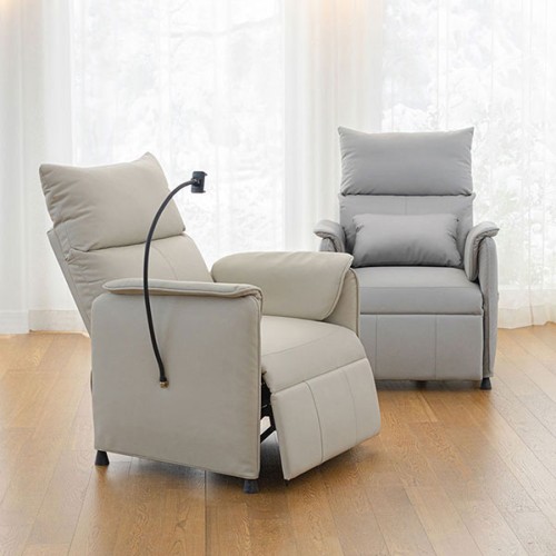 핏쳐 1인용 메모리기능 전동 리클라이너 가죽 소파 의자