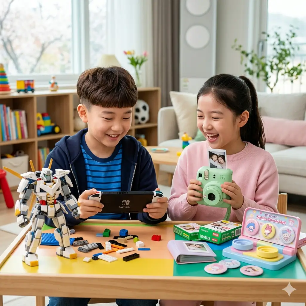 2026년 초등학생 어린이날 인기 선물 TOP 5 추천 이미지 (닌텐도 스위치, 레고, 즉석카메라, 드론, 뱃지메이커)