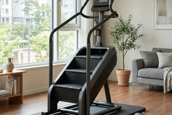 거실에 설치된 저소음 설계의 가정용 천국의 계단 운동기구와 TOP 5 비교 분석 문구가 포함된 대표 이미지